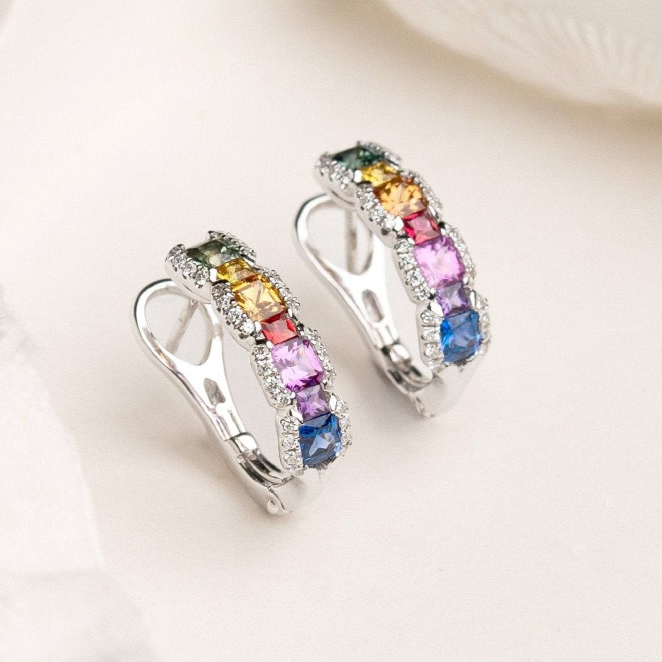 Rainbow Earrings - Emerald cut